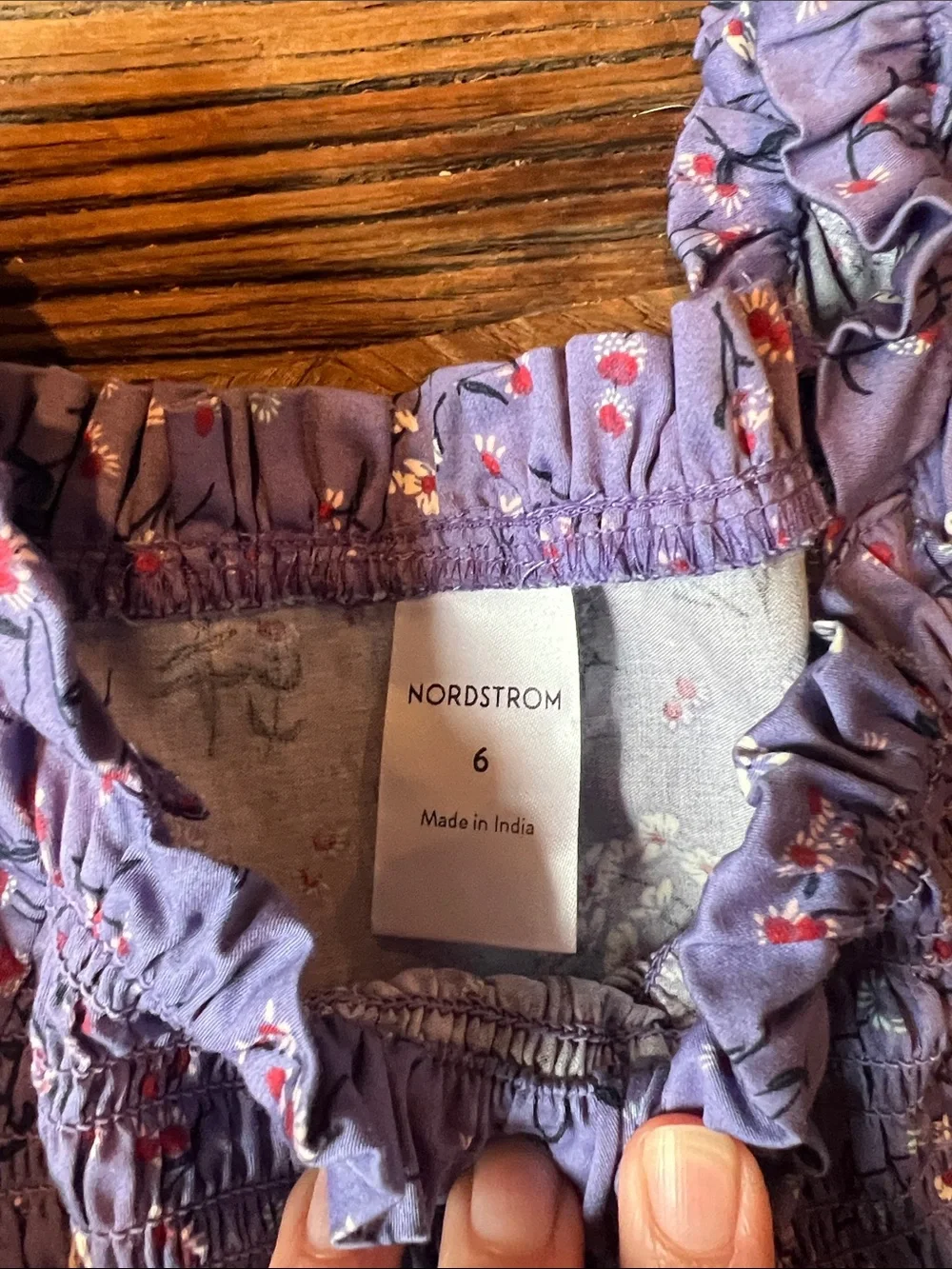 Nordstrom Purple Floral Smocked Long-Sleeve Dress for Girls